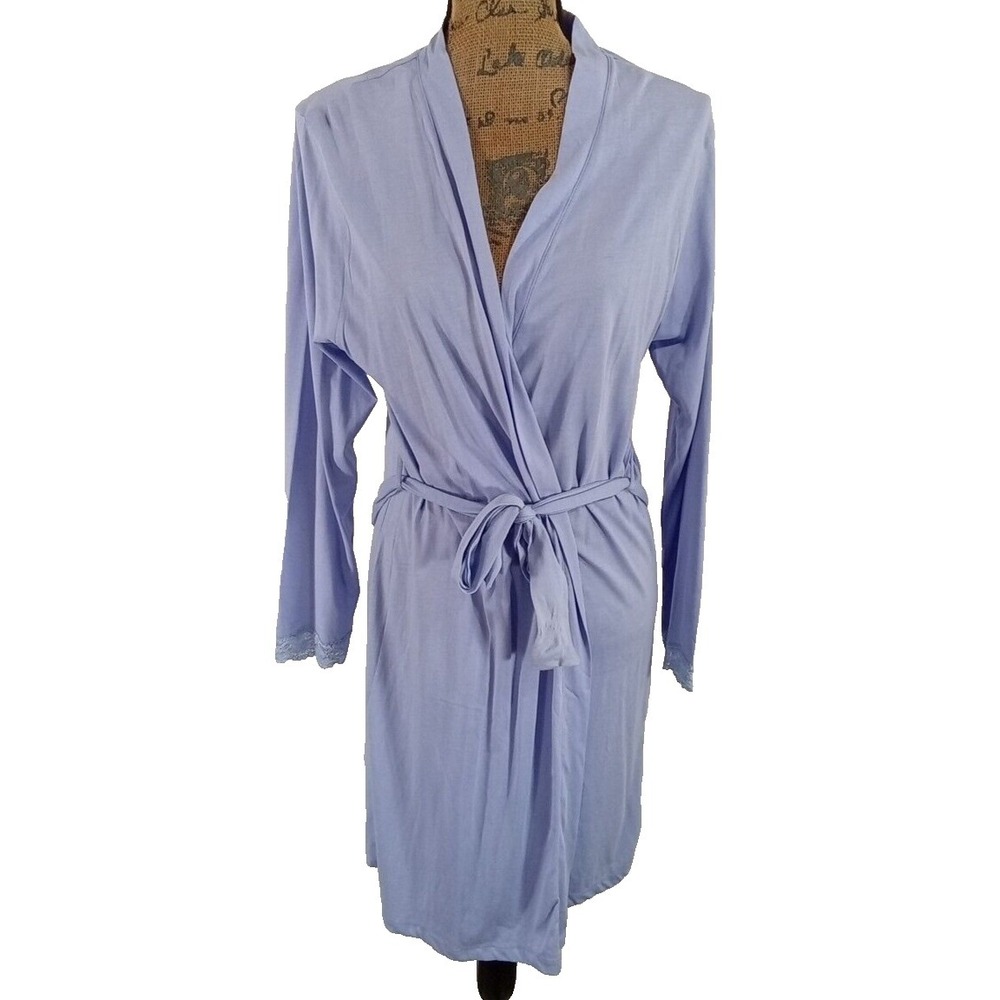 NWT Belabumbum Robe L XL Lavender Purple Belt Lace Trim‎ Knee Length